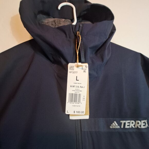 Adidas Terrex Outdoor Full Zip Jacket Womens‎ Size Large DarkBlue HF3277 - Picture 3 of 7